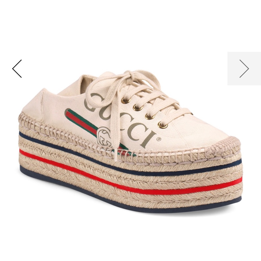 Lilibeth Gucci Printed Fabric Flatform Espadrille